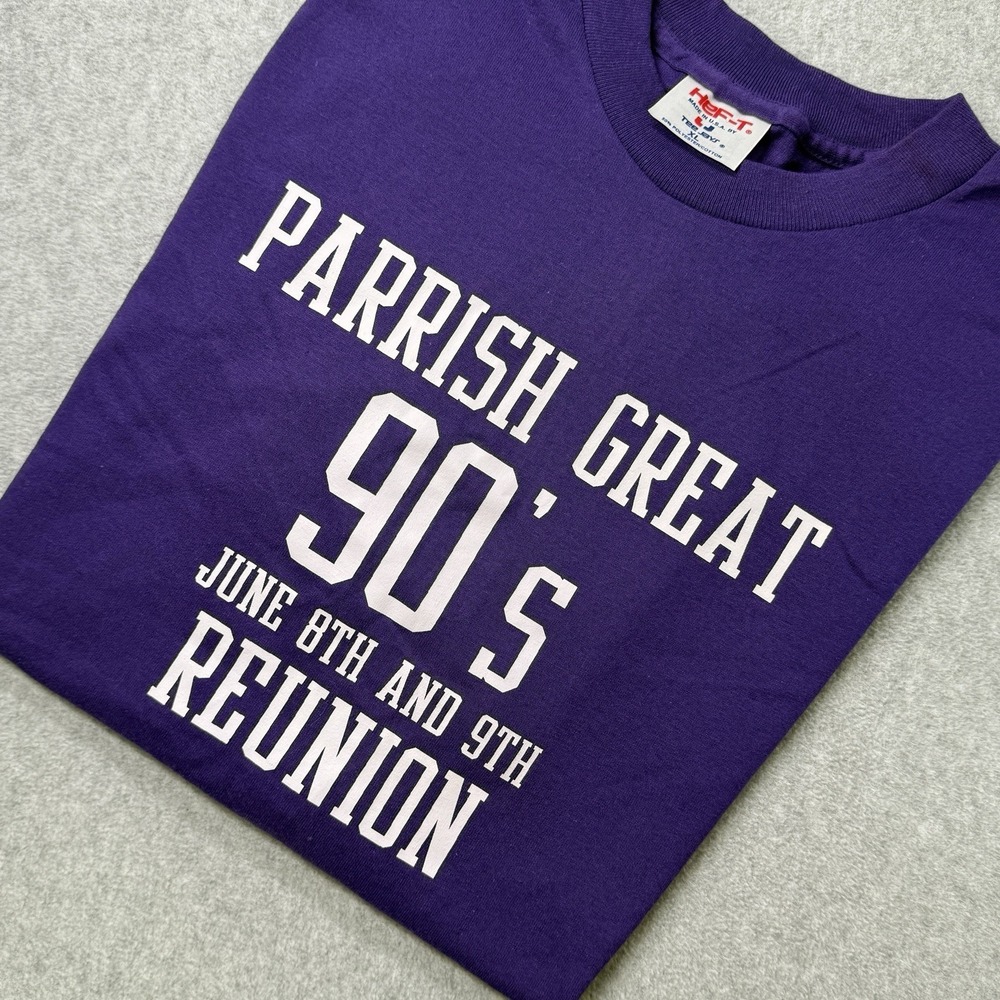 Vintage‎ 90s Parrish Reunion Tee Jays Purple T-Shirt XL USA Made Single Stitch